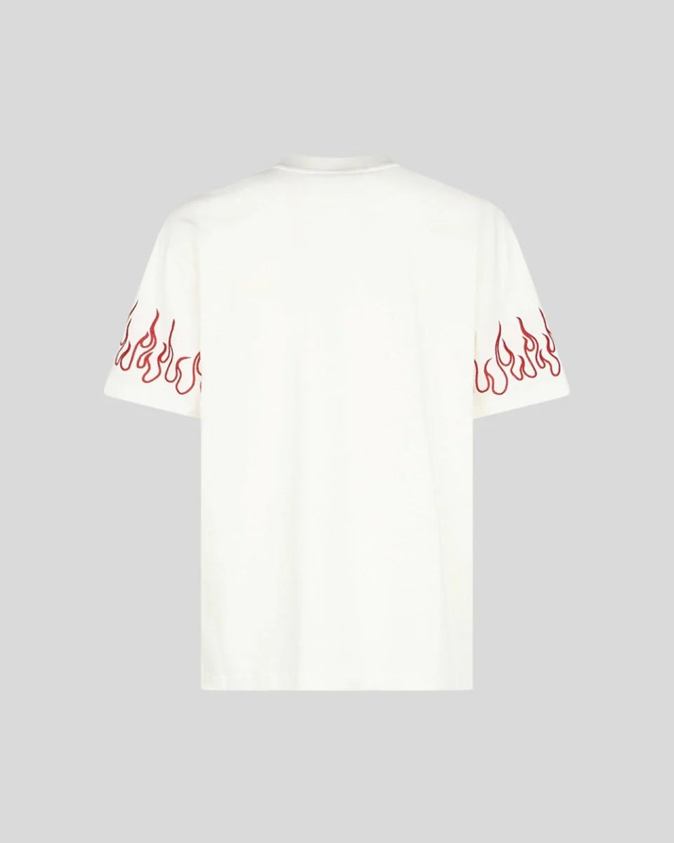 T-SHIRT BIANCA CON FIAMME ROSSE VOS